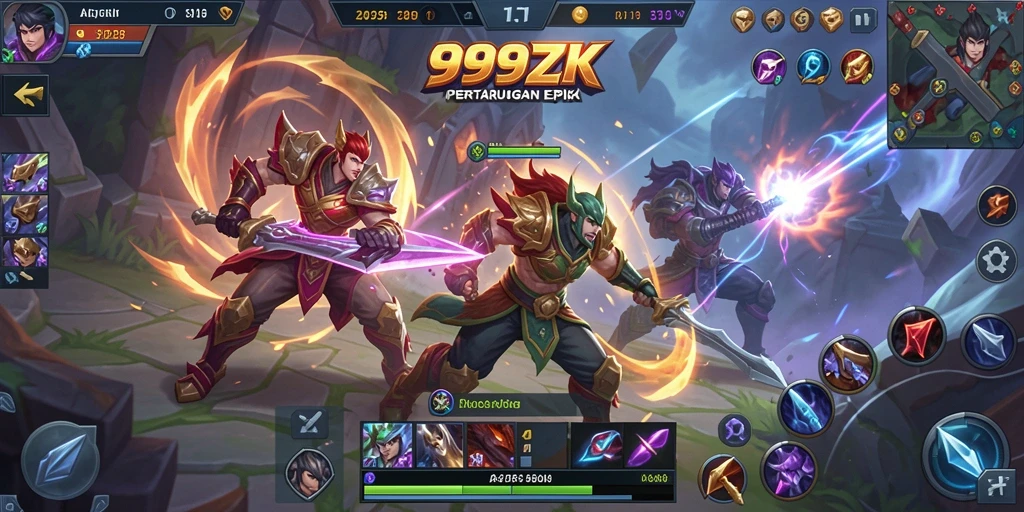 Gameplay seru di dalam arena pertarungan 999ZK.