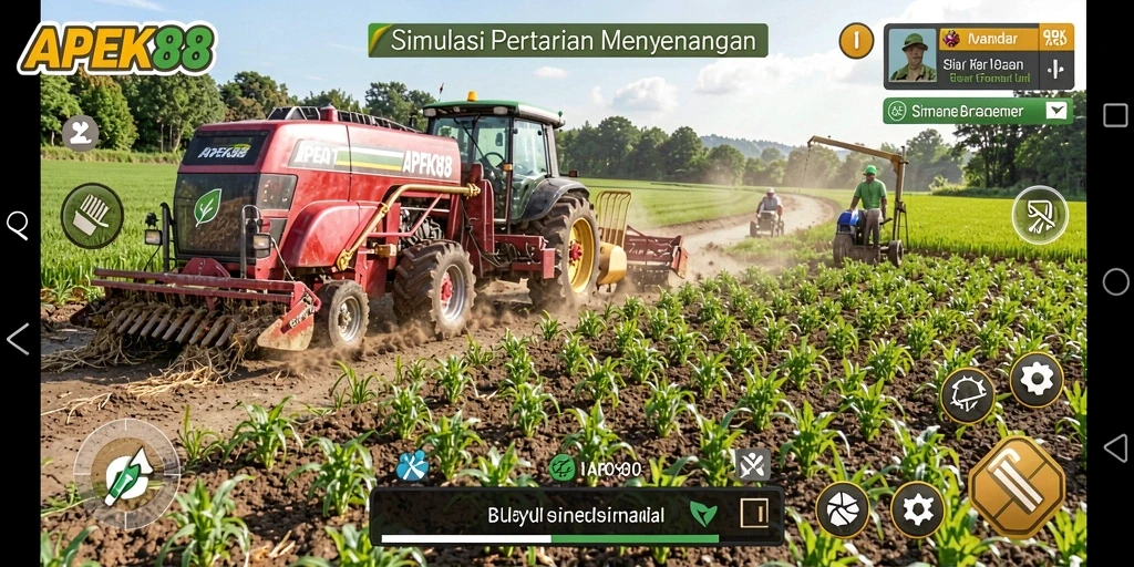 Tampilan menarik gameplay APEK88 saat berkebun.