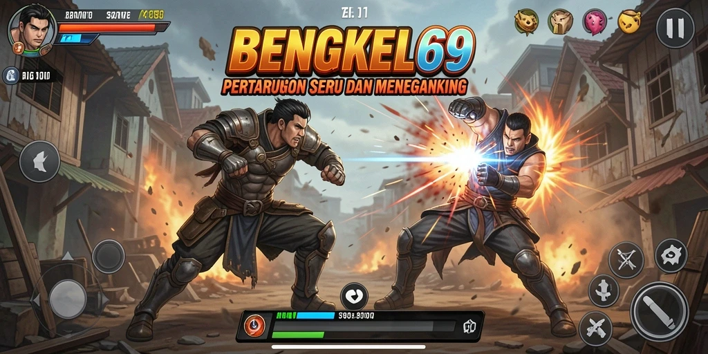 Screenshot gameplay BENGKEL69 menampilkan pertarungan seru antar karakter.