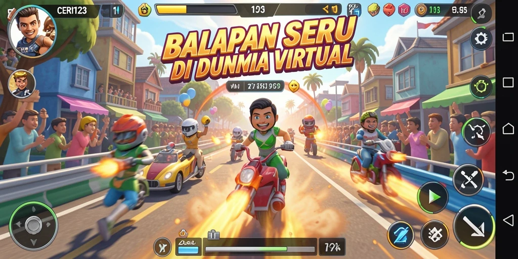 Tampilan gameplay CERI123 yang mendebarkan di lintasan balap.