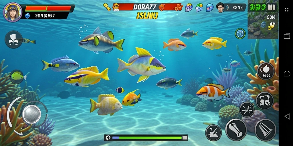 Screenshot DORA77 menampilkan aksi seru Tembak Ikan.