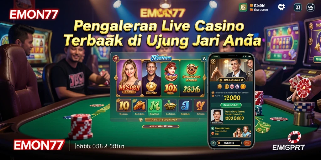 Tampilan gameplay Live Casino EMON77 yang menarik dan interaktif.