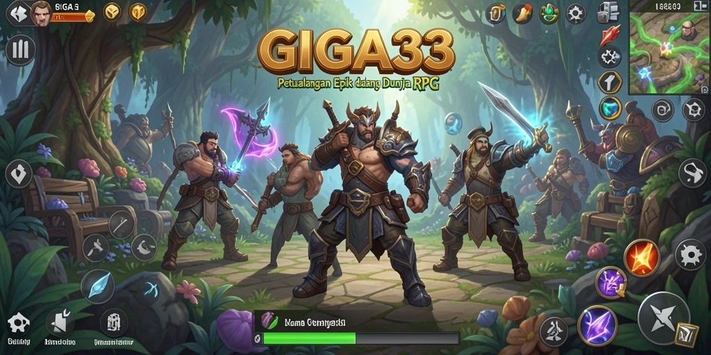 Screenshot GIGA33 menampilkan aksi pertarungan yang seru dalam dunia RPG.