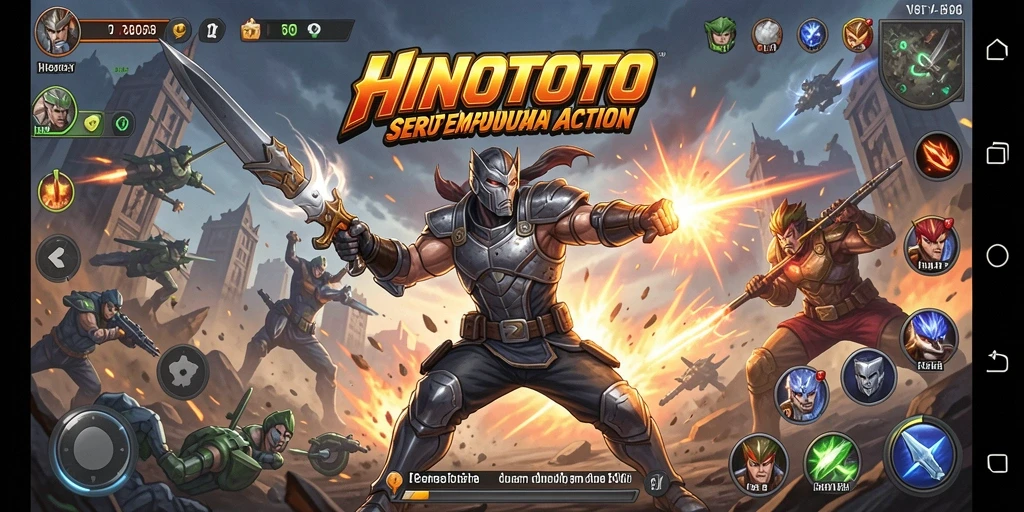 Screenshot HINOTOTO menunjukkan aksi pertempuran yang mendebarkan.