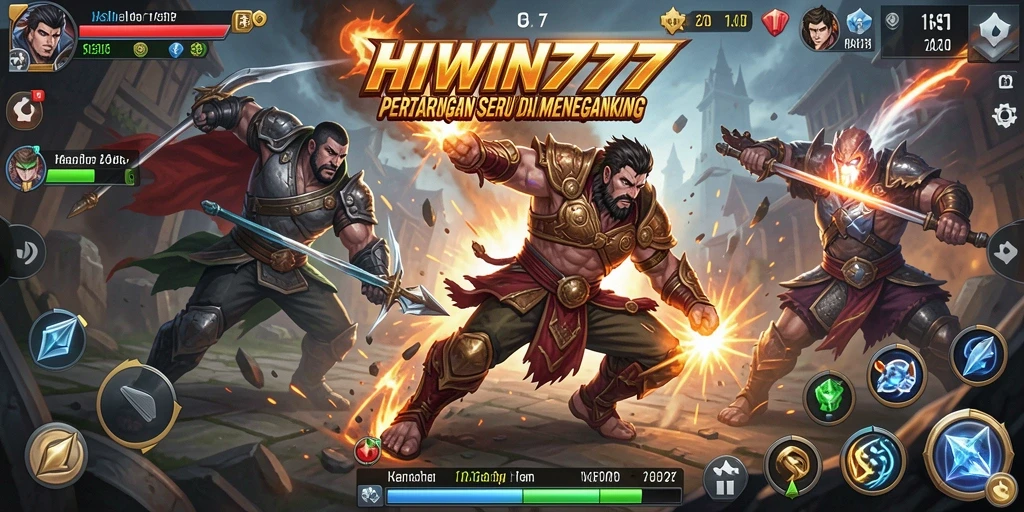 Gameplay seru HIWIN777 yang menampilkan pertarungan antara karakter kuat.
