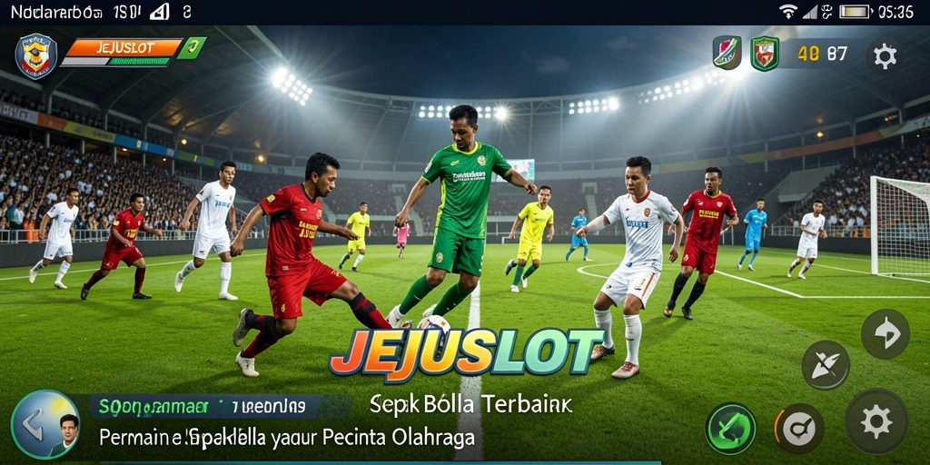 Tampilan gameplay seru dari JEJUSLOT di lapangan sepak bola.