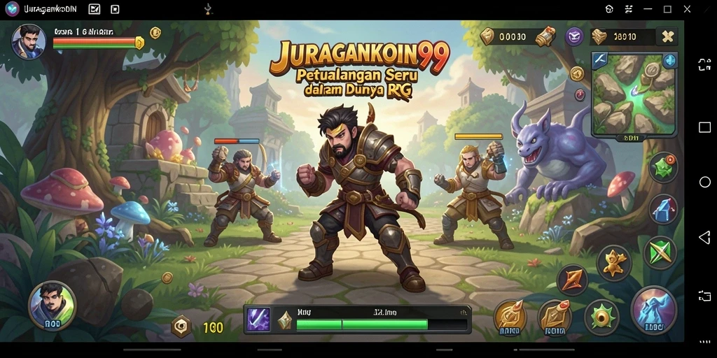 Tampilan gameplay menarik JURAGANKOIN99 dengan pertempuran seru di dalam dunia RPG.