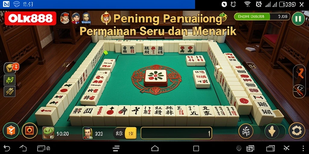 Screenshot utama OLX888 menampilkan gameplay Mahjong yang seru.