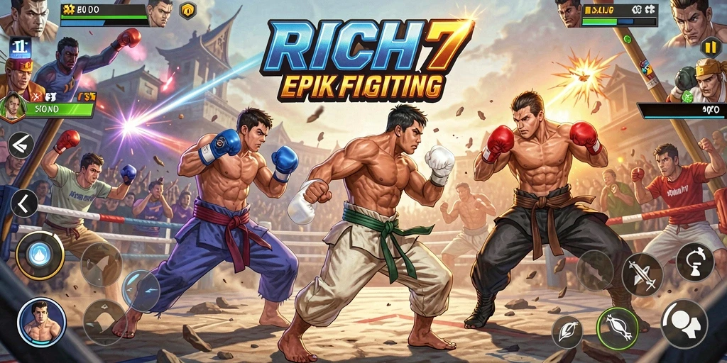 Tampilan aksi seru dari pertarungan di RICH7 yang mendebarkan.