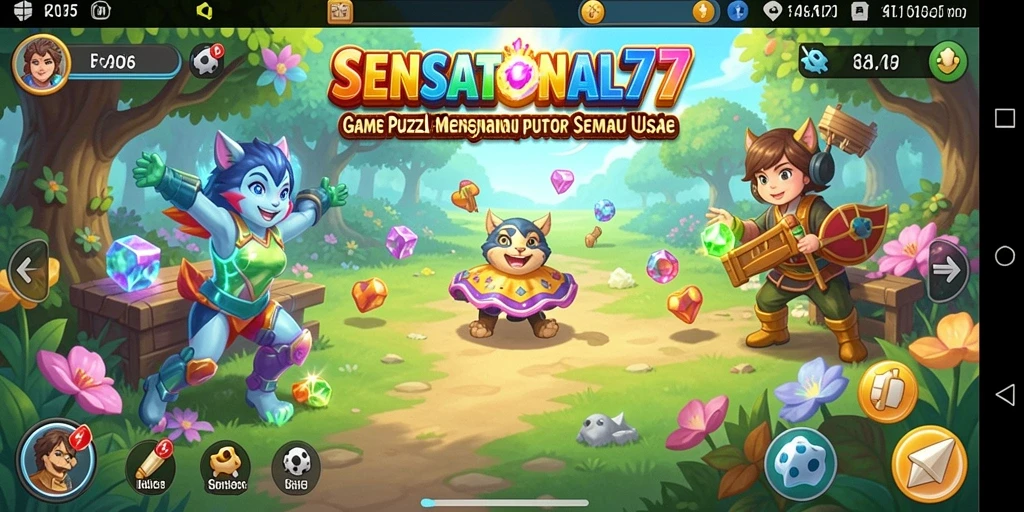 Screenshot gameplay SENSATIONAL77 menampilkan tantangan puzzle yang menarik.