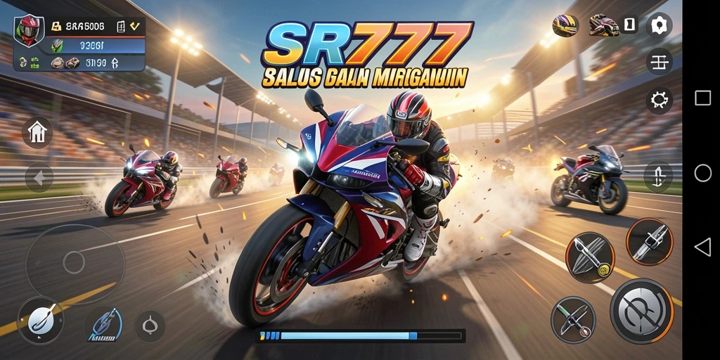 Tampilan menyerupai balapan motor yang mendebarkan dan realistis.