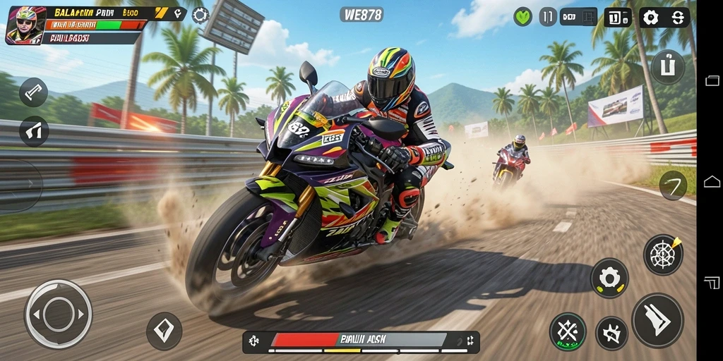 Tampilan gameplay seru dari balapan motor di WE878.